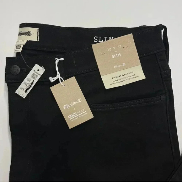 Madewell Slim Jeans: COOLMAX Denim Bainhart Black 40x32 NWT - Picture 10 of 11